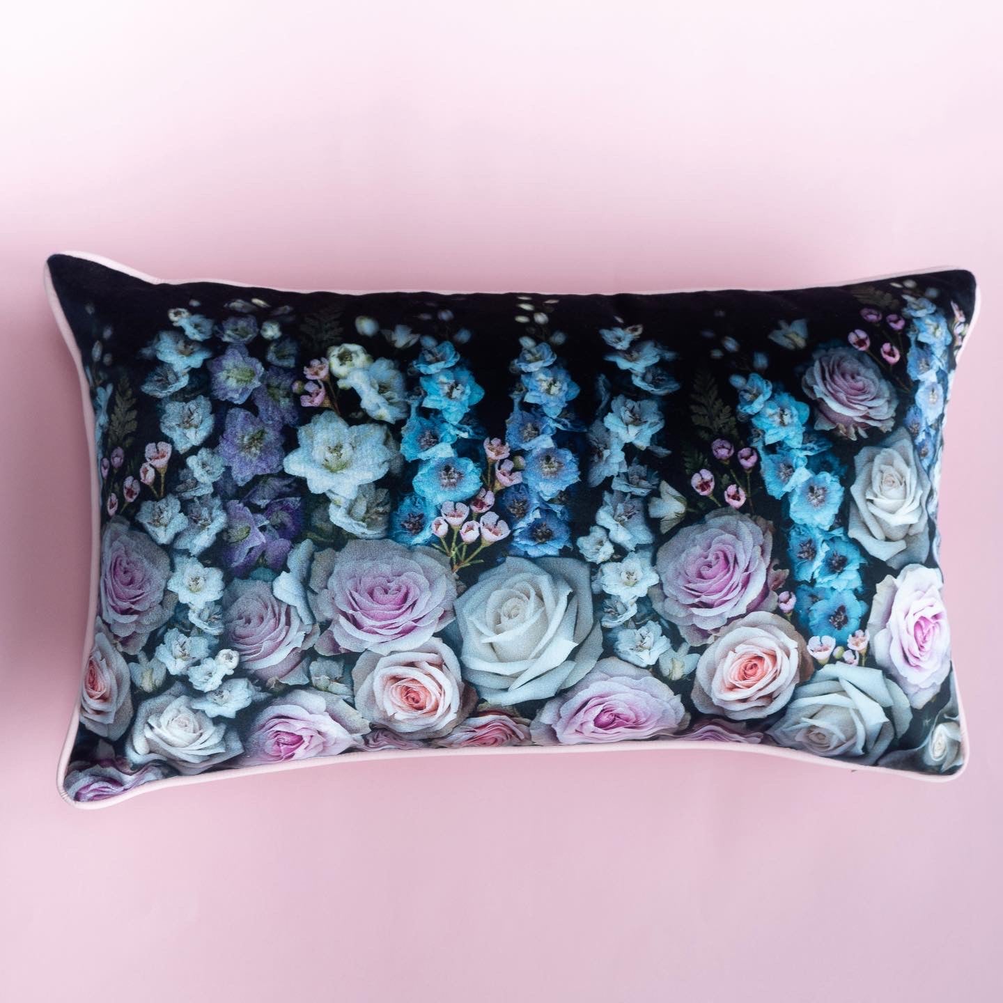 Rose and Delphinium cushion