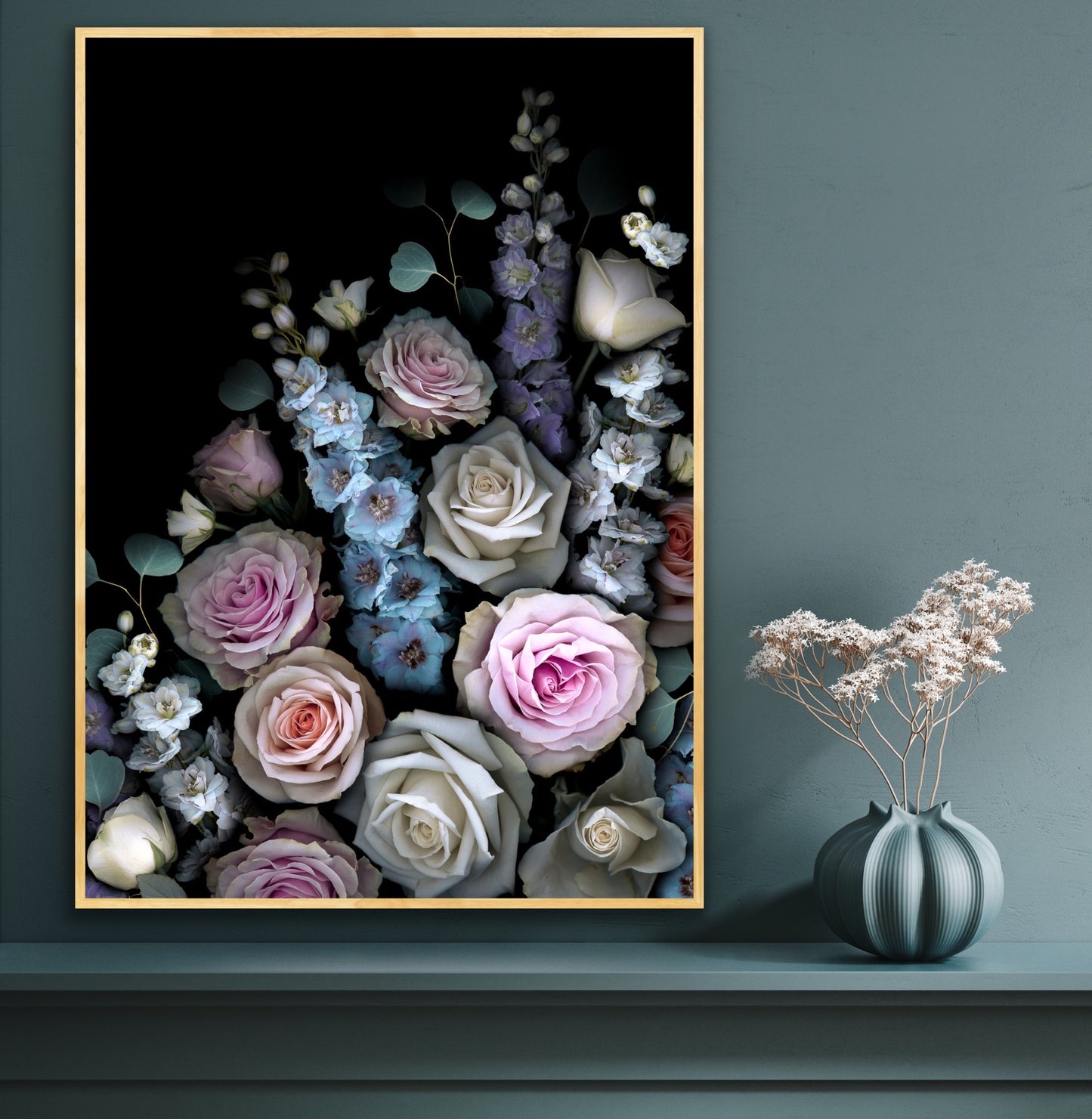 Delphinium and Rose